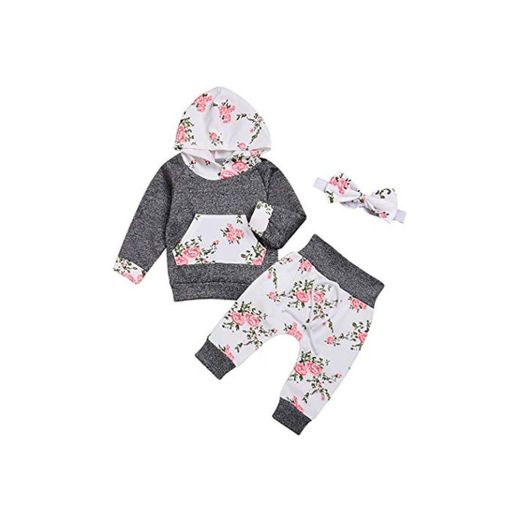 Edjude Conjuntos Floral Bebé Niñas Manga Larga Trajes de Sudaderas Pantalones con