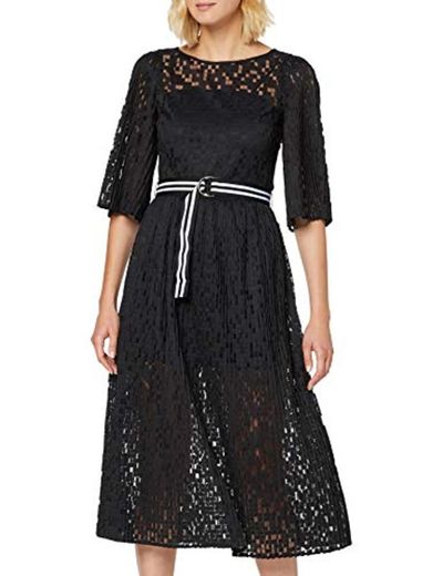 Armani Exchange Pleated Dress Vestido, Negro