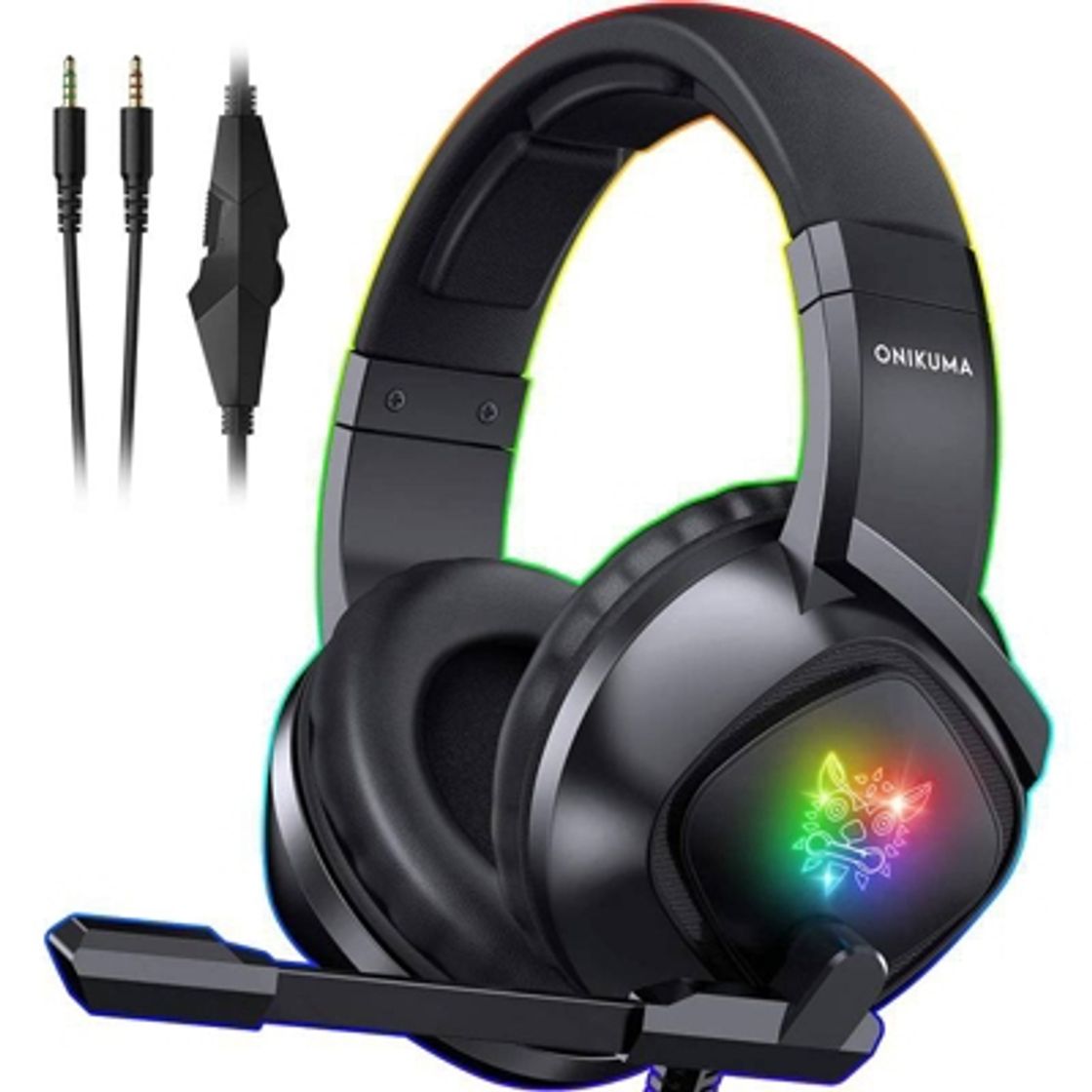 Fashion Auriculares gamer Onikuma K19 negro con luz  rgb LED