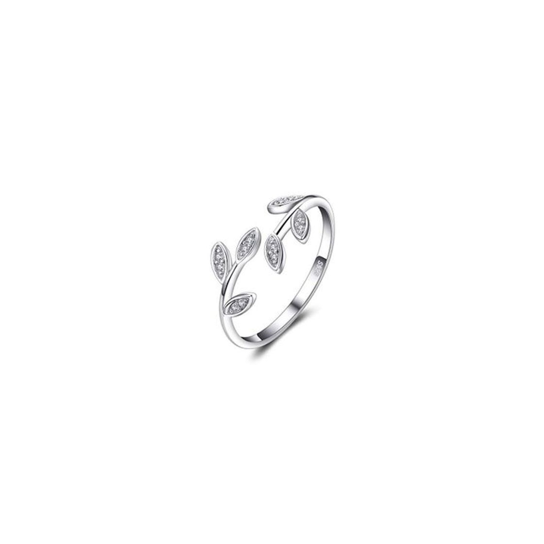 Fashion Jewelrypalace Hoja de olivo Zirconia cúbica Anillo abierto ajustable Plata de ley