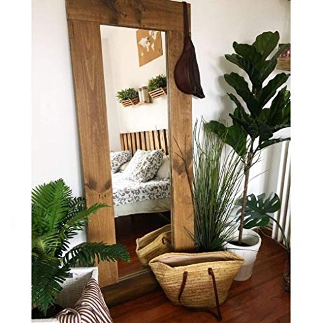 Social HANNUN Espejo Amarie de Madera Maciza Artesanal Fabricado a Mano