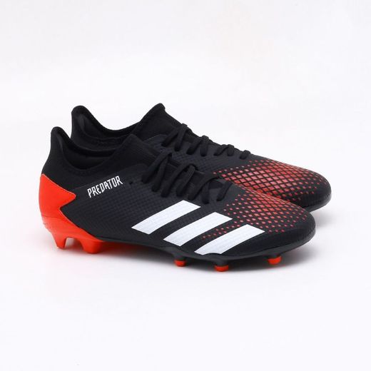 Chuteira Campo Adidas Predator 20.3 Low FG Preta Preto e Vermelho