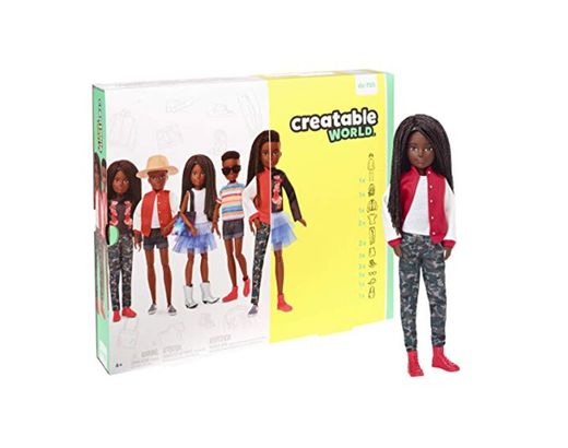 Creatable World Figura Unisex, muñeco articulado, pelucas con rizos y trenzas y