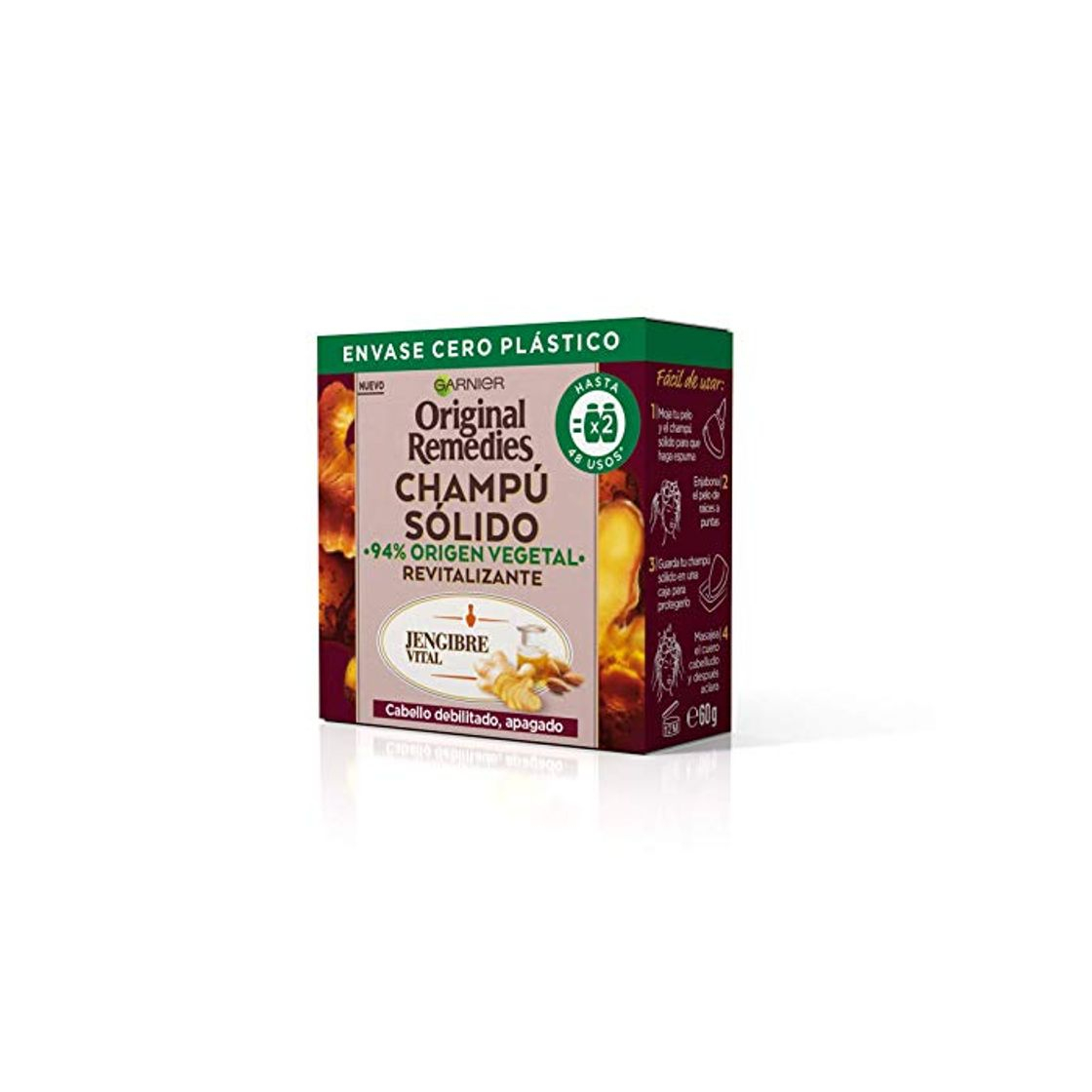 Social Garnier Original Remedies Champú Sólido Jengibre Vital Para Cabello Debilitado