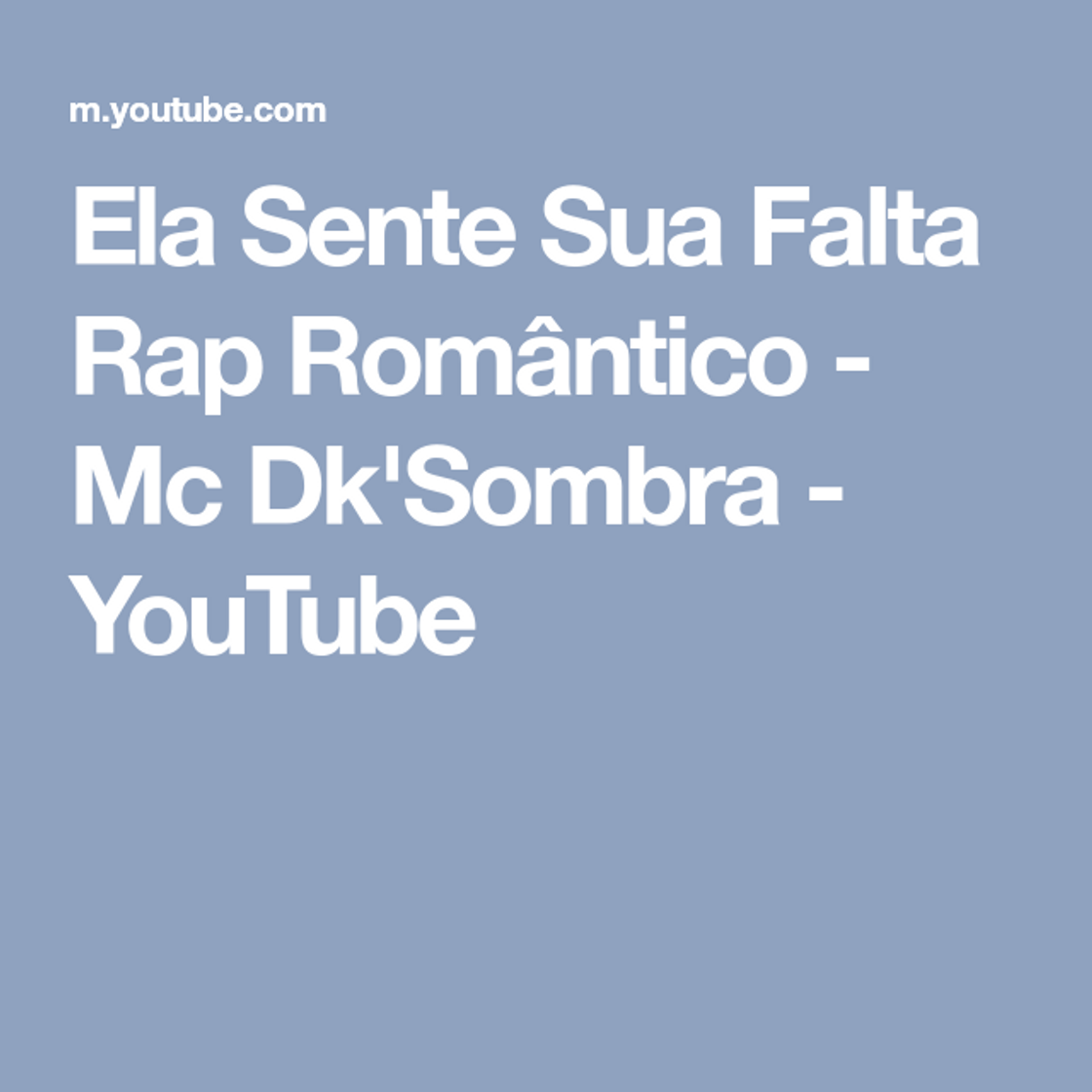 Moda Ela sente sua falta Rap romântico - Mc Dk'sombra - YouTube