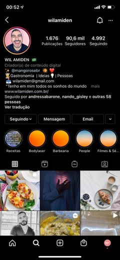 Instagram que posta receitas e lifestyle 