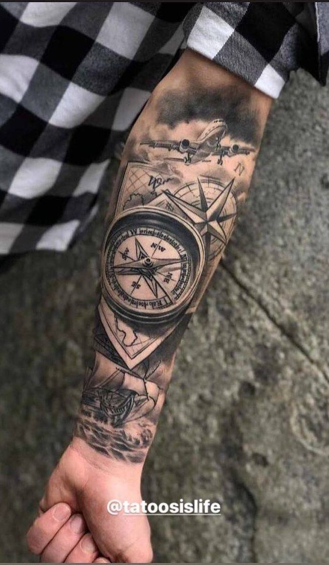 Moda Mais tattoo de bússola🧭