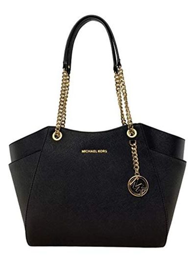 Michael Kors Jet Set Travel Large Chain Shoulder Tote Black 35T5GTVT3L