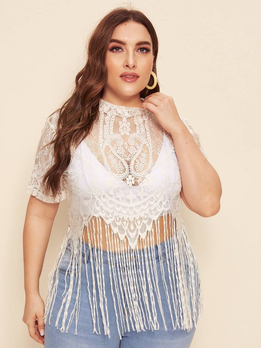 Moda Top branco Plus Size 