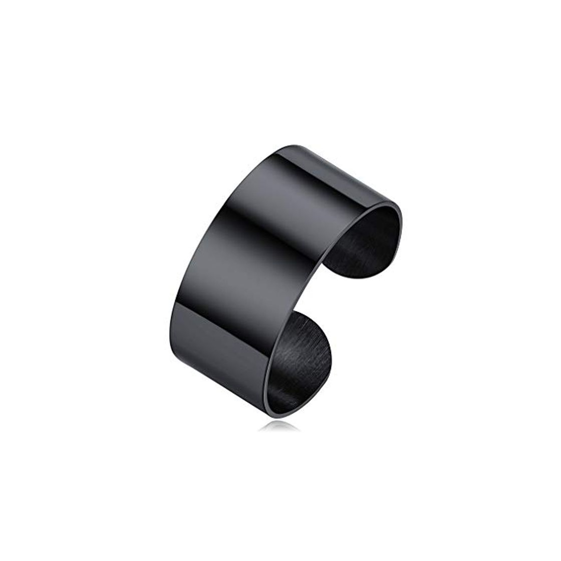 Moda Anillo Ajustable Negro de Boda 10mm Ancho Acero Inoxidable Joyería Rapper