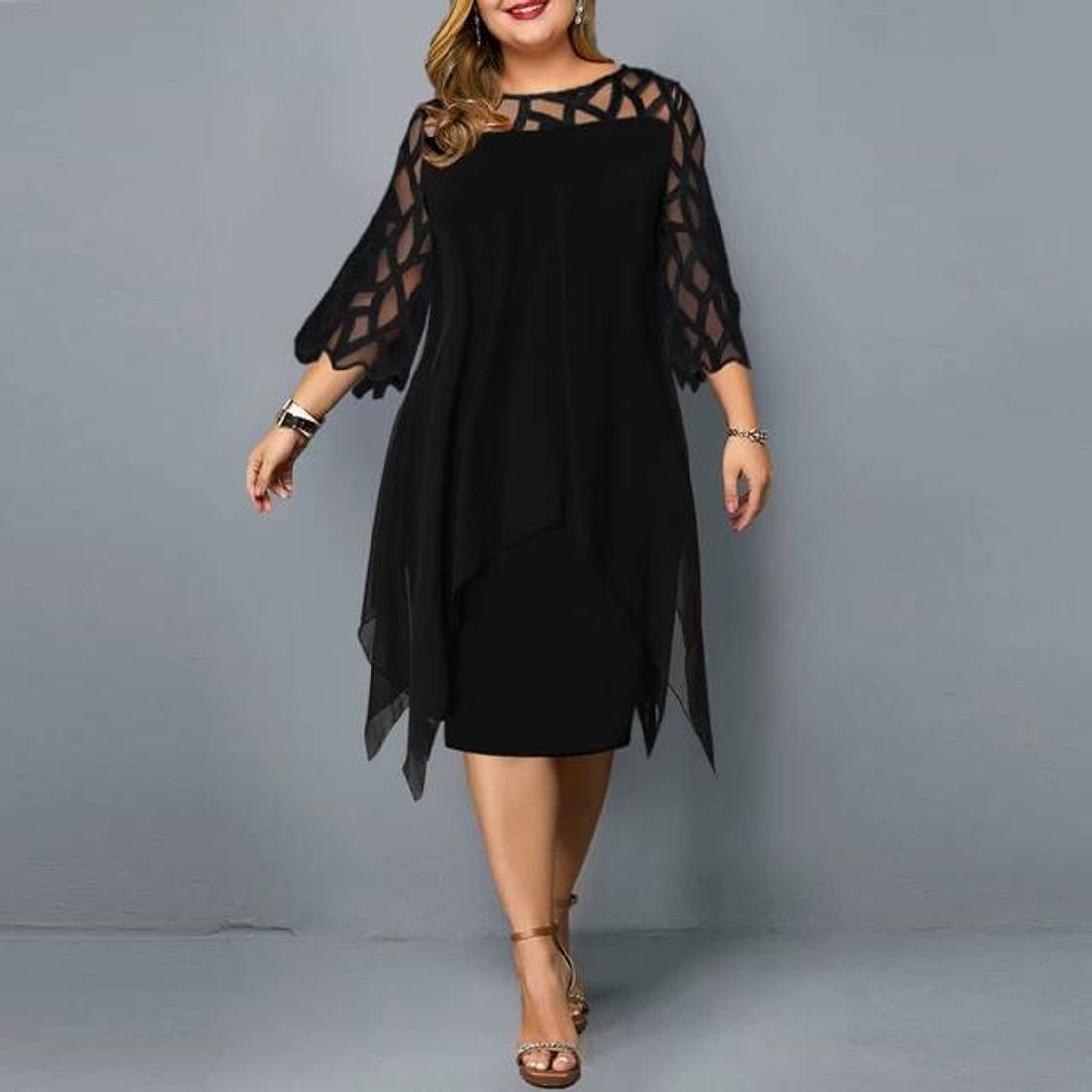 Fashion Vestido feminino plus size 