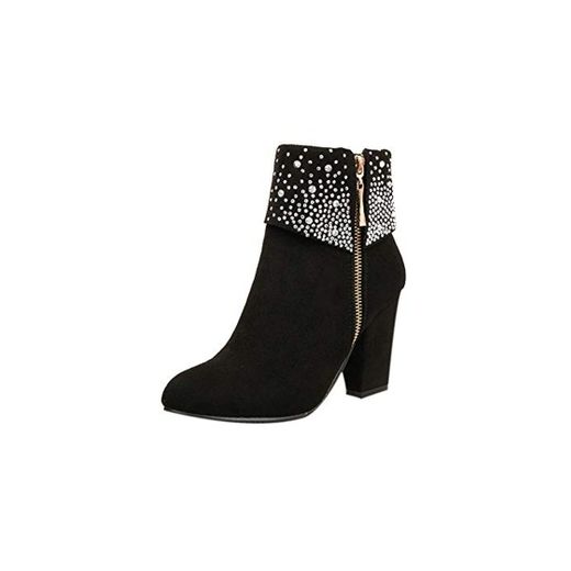 Logobeing Zapatos Mujer Tacones Botines Mujer Tacon Medio Planos Invierno Alto Botas