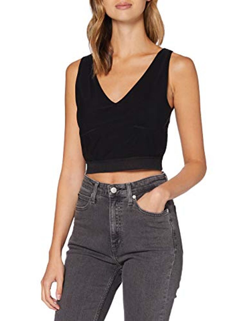 Moda Calvin Klein Mesh Logo Tape Cropped Top Camisa