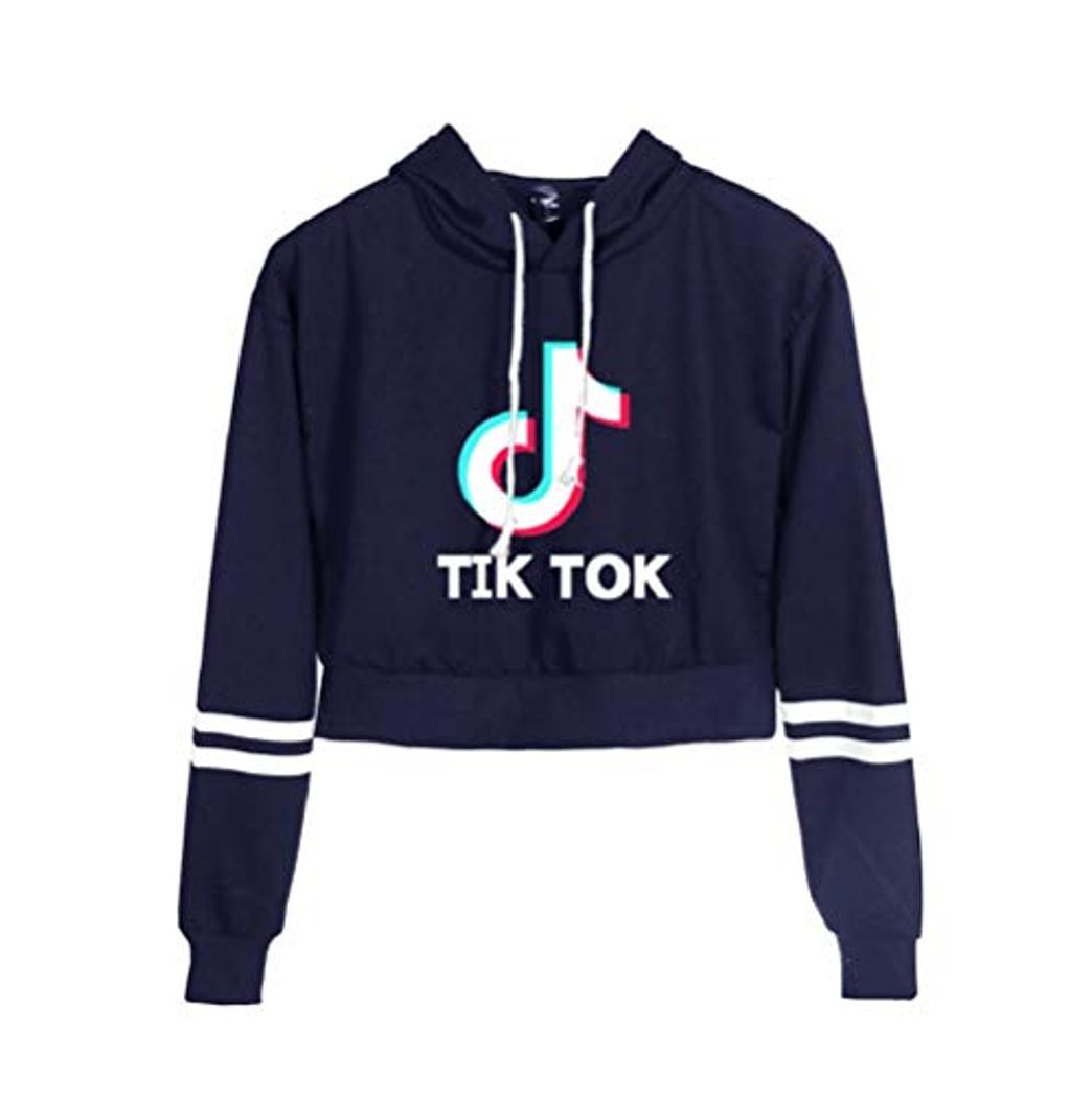 Moda TIK Tok Sudadera con Capucha Corta Estampada de Letras Crop Top Manga Larga Mujer Camisetas Otoño Invierno Tunica Blusa Manga Larga Sueter Jersey Pullover Swag Hoodie Sweatshirt C00605WY224S