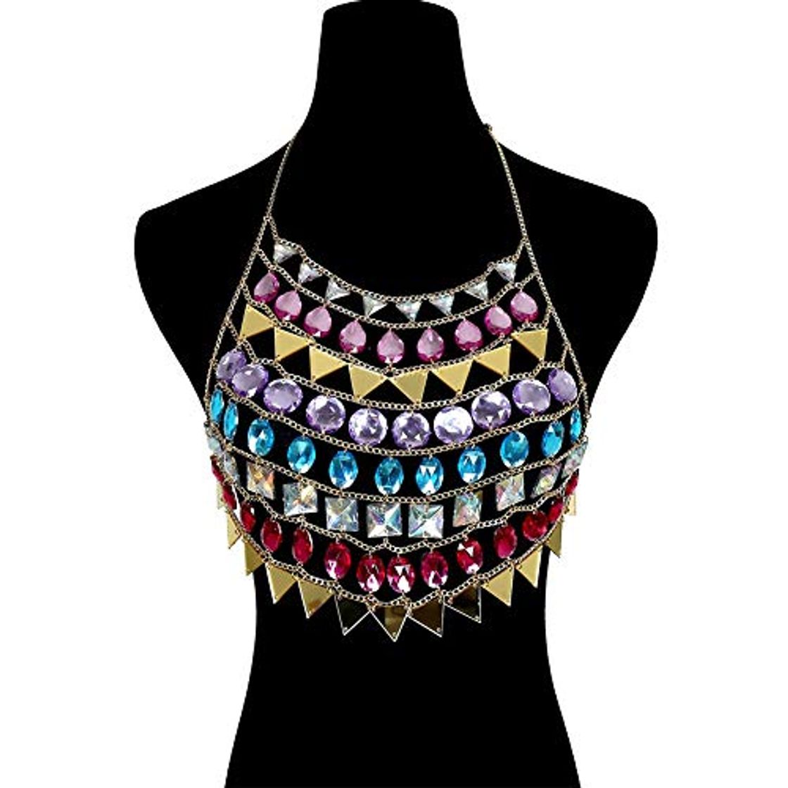 Moda J.Memi.FA Cadena del Cuerpo Collar Colorido Lentejuelas Sujetador joyería Crop Top Cadena