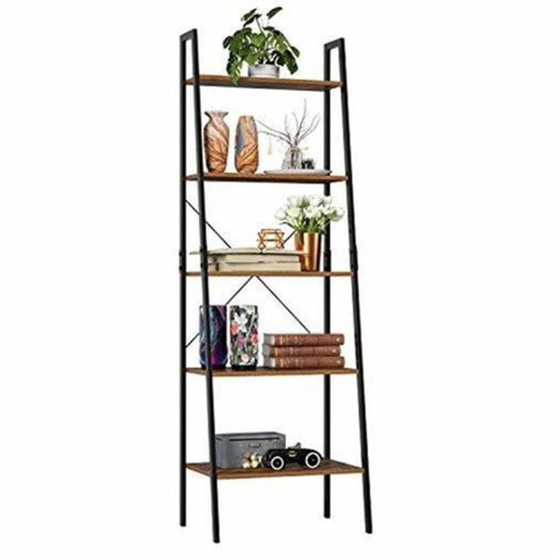 Product Homfa Estantería Escalera Librería de Pared Estantería Metálica para Salón Terraza Dormitorio