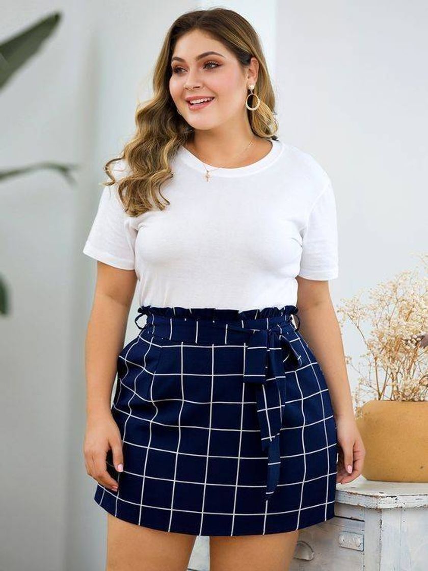 Fashion Plus size saia e camisetinha