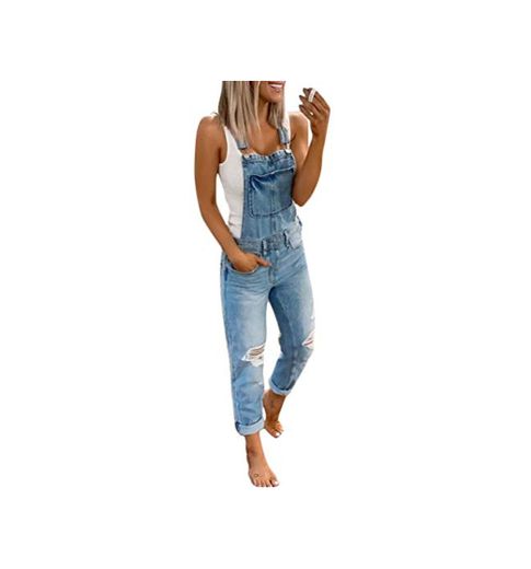 Onsoyours Mujer Vaquero Petos de Pantalones Jumpsuit Largo Verano Casual Slim Fit Stretch Skinny Harem Mono Moda Bolsillos Overol A Azul Large