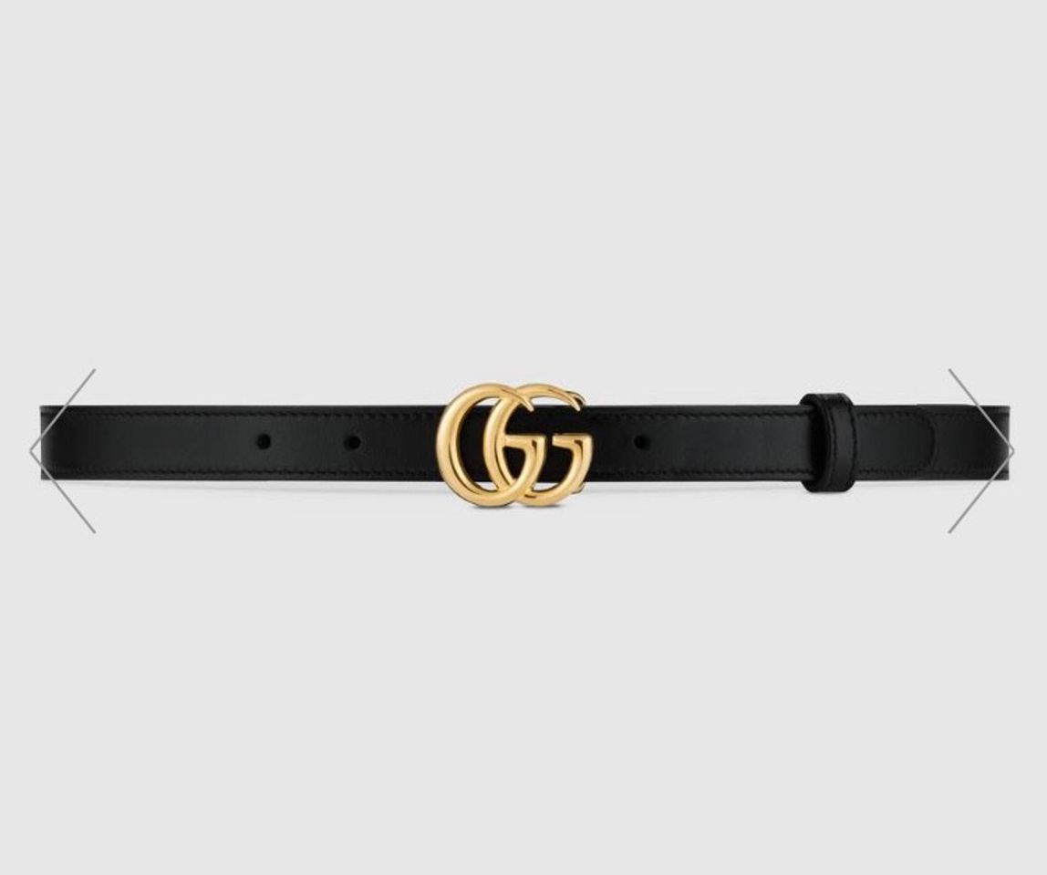 Fashion Black GG Marmont leather belt with shiny buckle