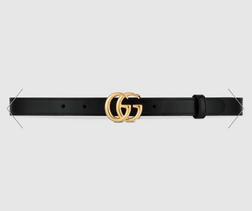 Black GG Marmont leather belt with shiny buckle