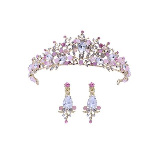 Frcolor Tiara de la boda y corona flor de diamantes de imitación