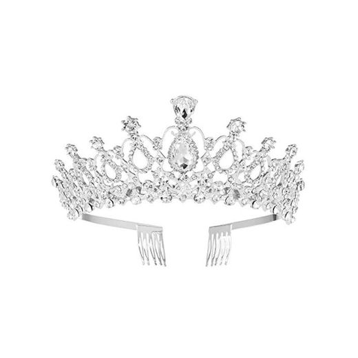 MaoXinTek Diadema Corona Tiara con Peine Hairband de Cristal Diamantes de imitación