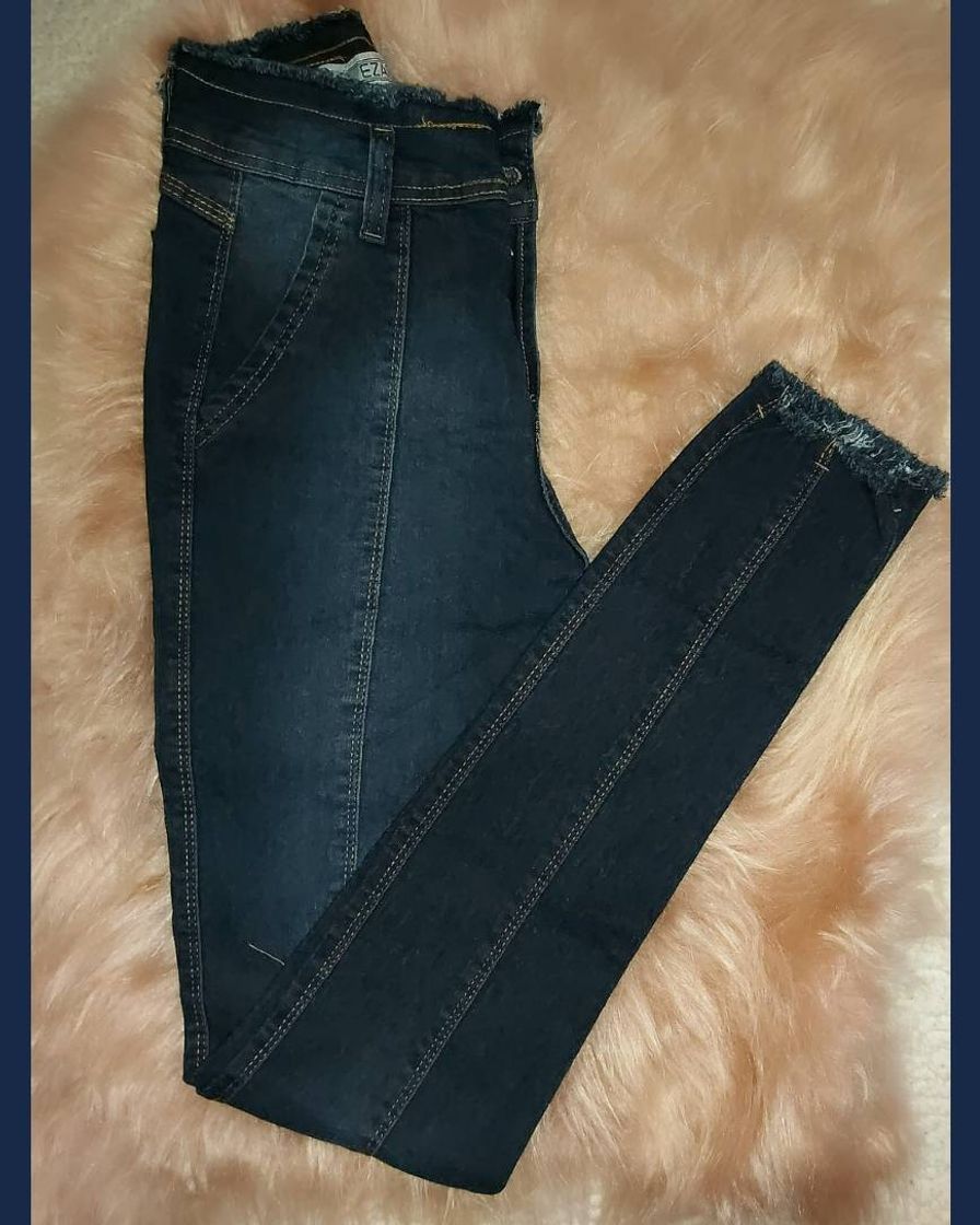 Moda Calça jeans escuro cintura alta 