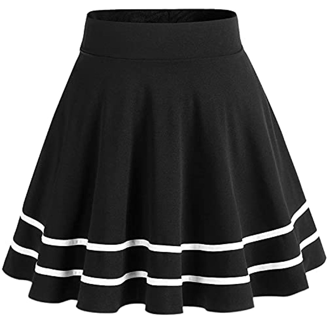 Fashion DRESSTELLS Falda Mujer Mini Corto Elástica Plisada Básica Multifuncional Black-White S