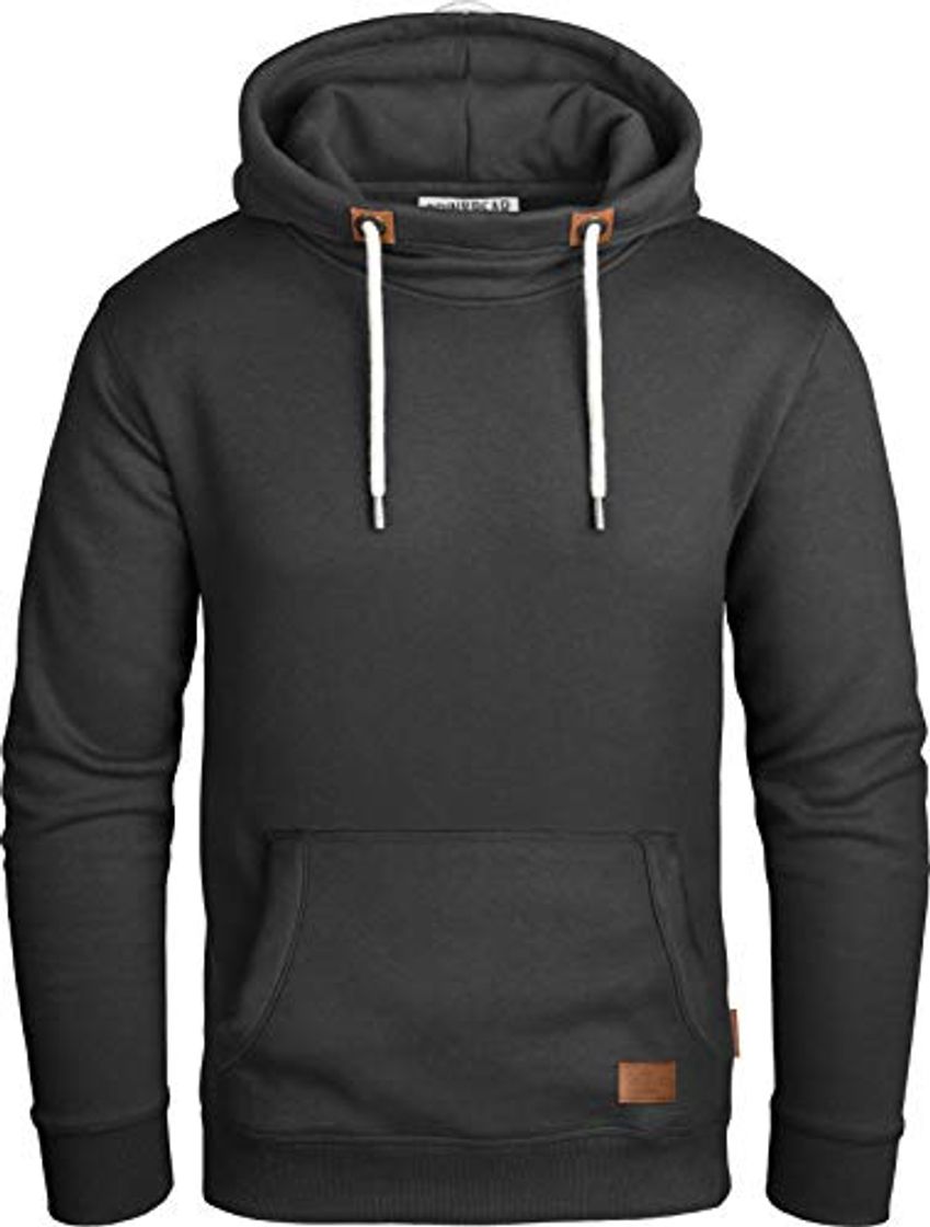 Moda Grin&Bear GEC494 Sudadera con capucha para hombre Negro L