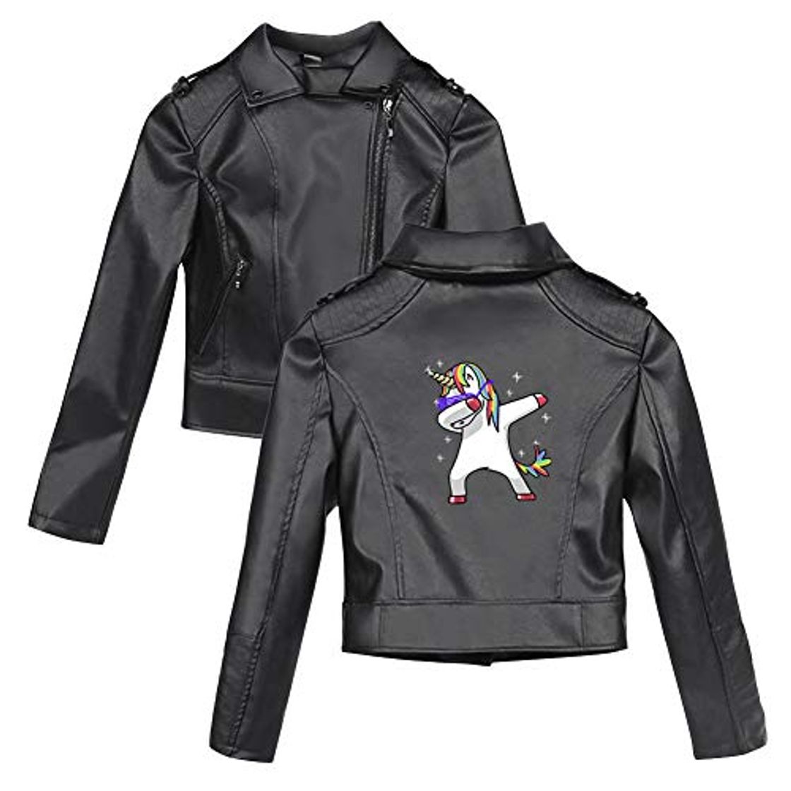 Moda Unicornio Chaqueta Piloto Piel Mujer Retro Moto Jaqueta Cuero Sintetico Blazer Corto Casual Aviador Abrigo Otoño Invierno Cardigan Cremallera Boyfriend Bomber Beisol Leather Jacket Biker Streetwear