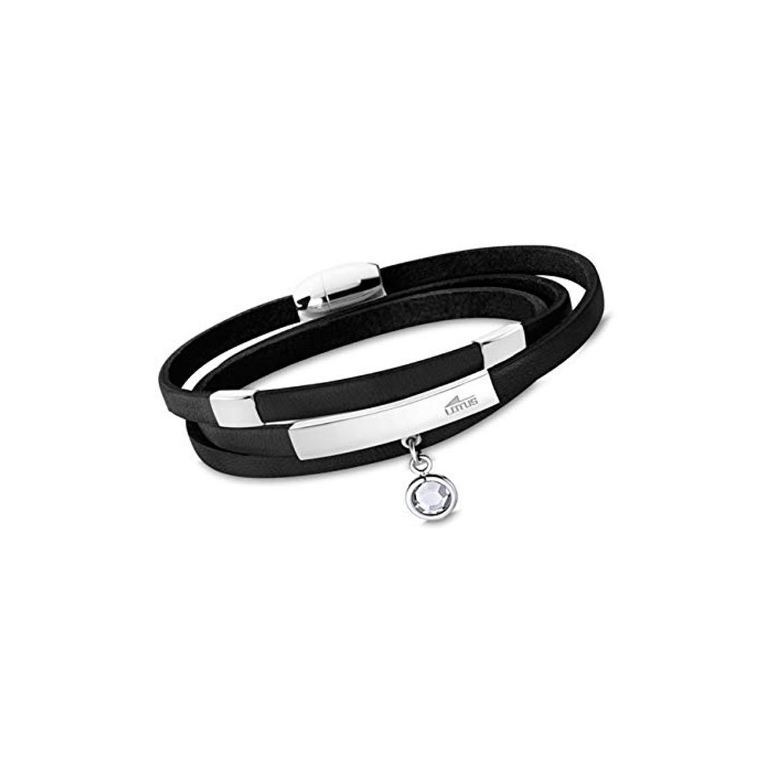 Fashion Pulsera de piel Lotus Style para mujer, color negro, LS1961-2