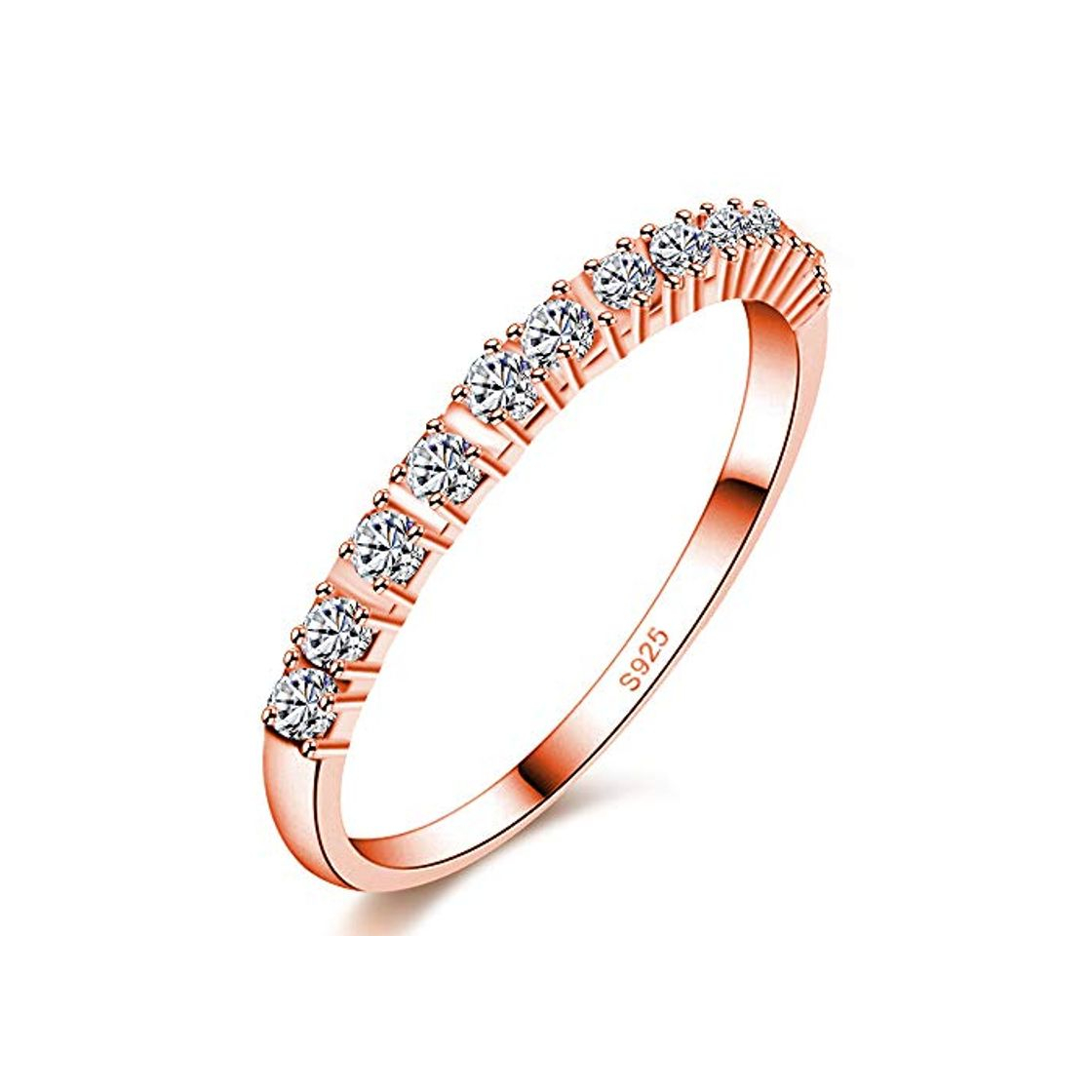 Fashion Uloveido Ladies Rose Gold Plated 2mm Round Cubic Zirconia Half Eternity Anillos