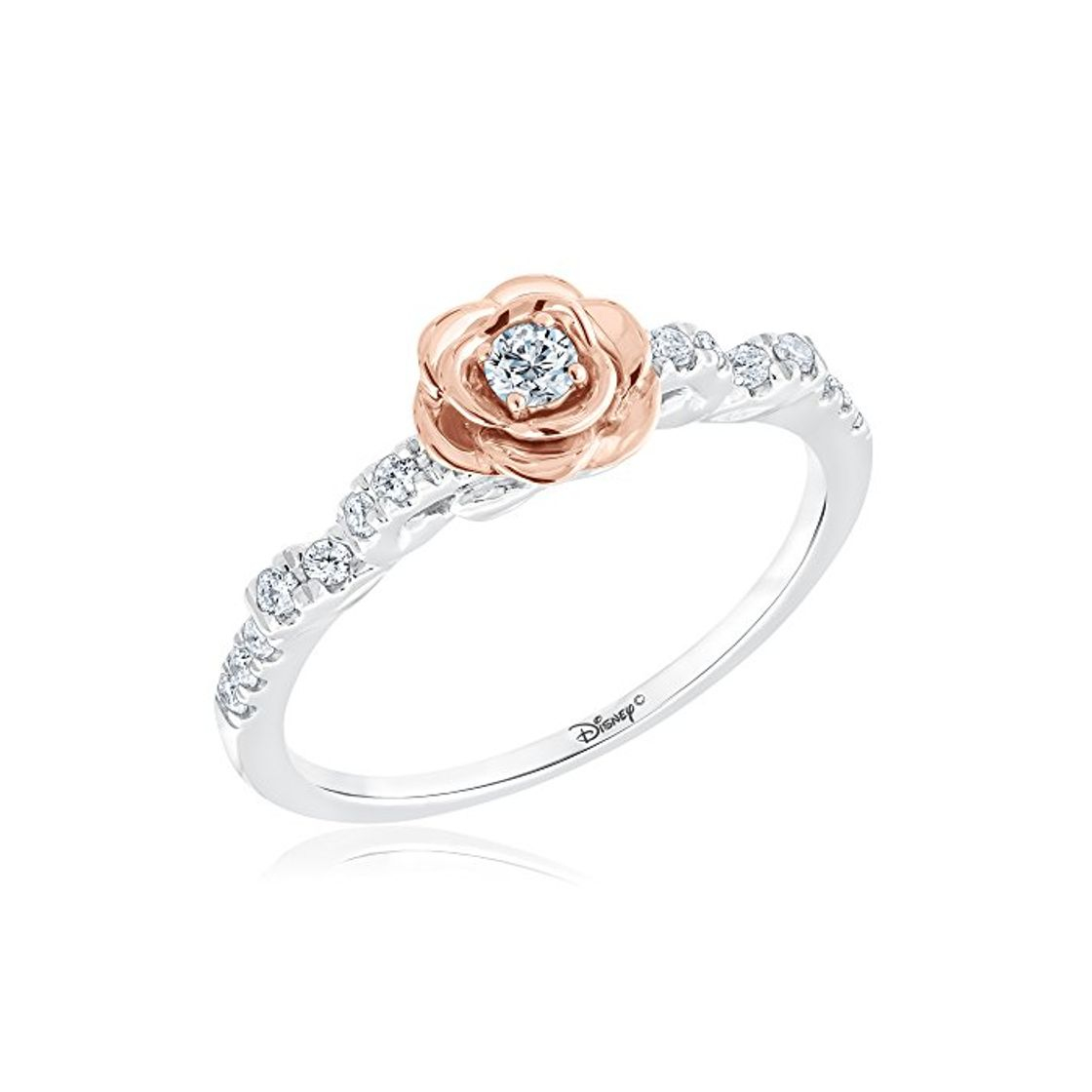 Fashion Anillo de diamante de rosa de la Bella de Disney, 1