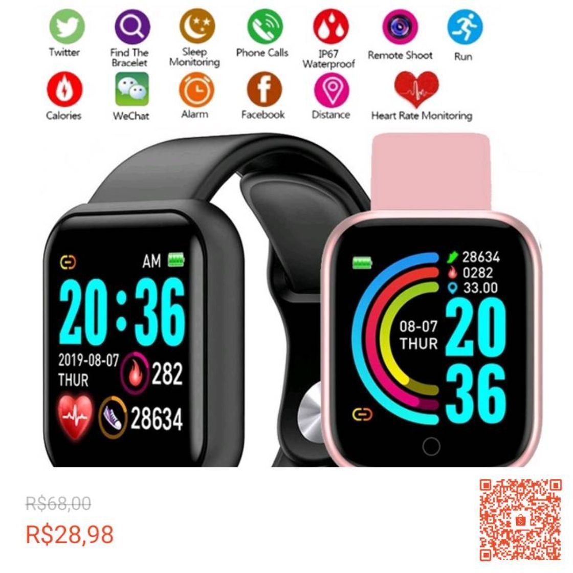 Fashion 🔥Promotion🔥Y68 D20 Smart Watch Bluetooth com Monitor Fitne