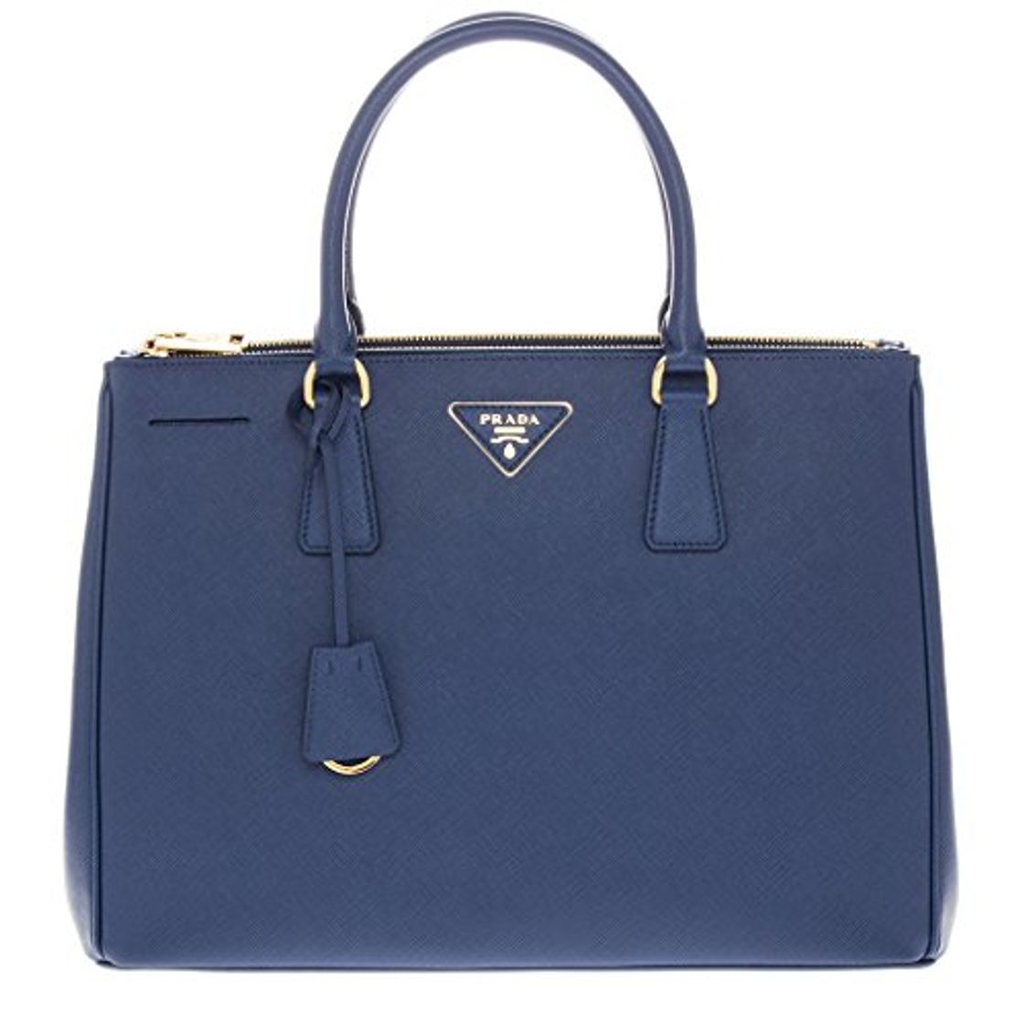 Moda Bolso de mano Prada para mujer de piel azul y oro 1BA274BLUETTE azul 15 x 24 x 34 cm