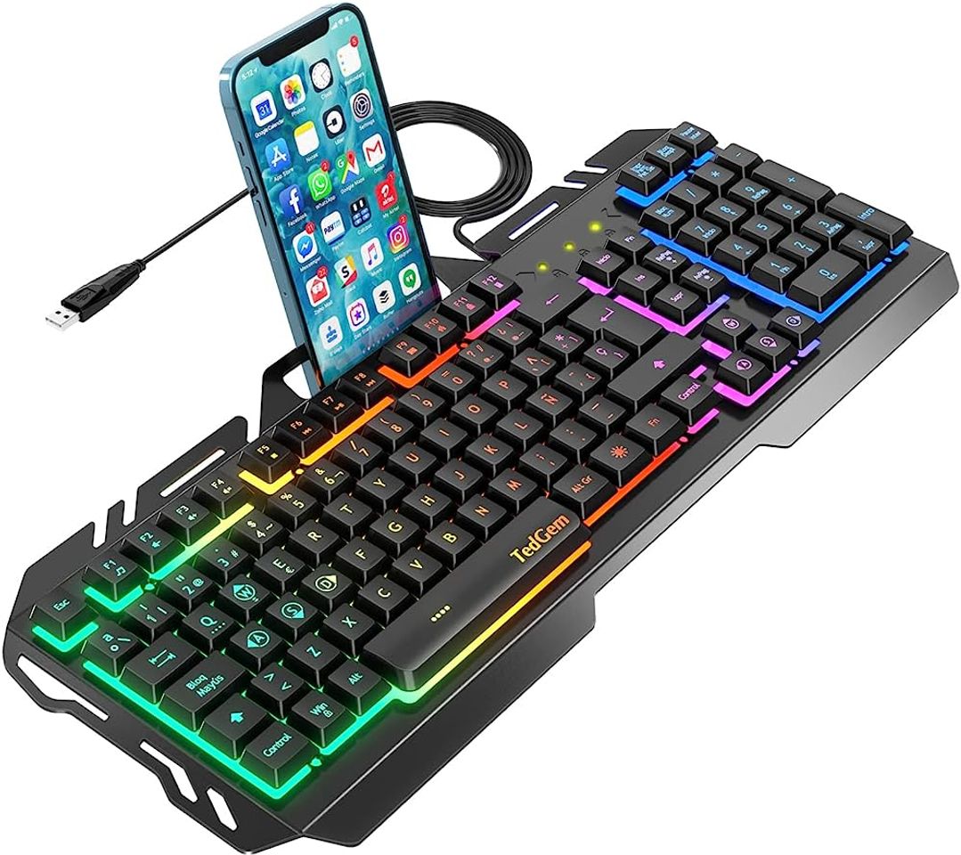 Electronic Teclados Gaming, TedGem Teclado Gaming, Teclado USB, Teclado Gaming PS4 LED Retroiluminado