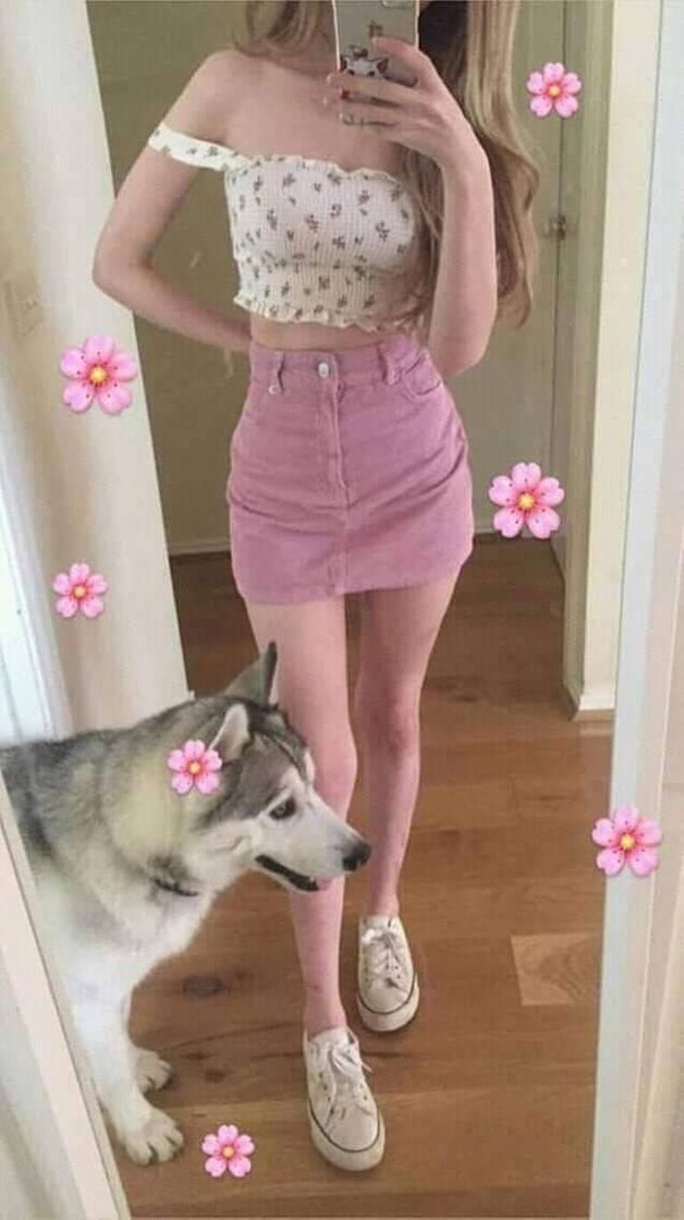 Fashion Soft pink skirt and soft White top