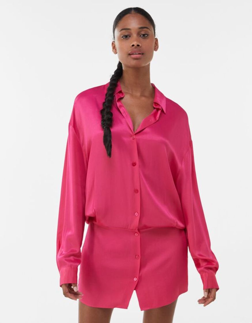 Social Vestido camisero satinado - Mujer