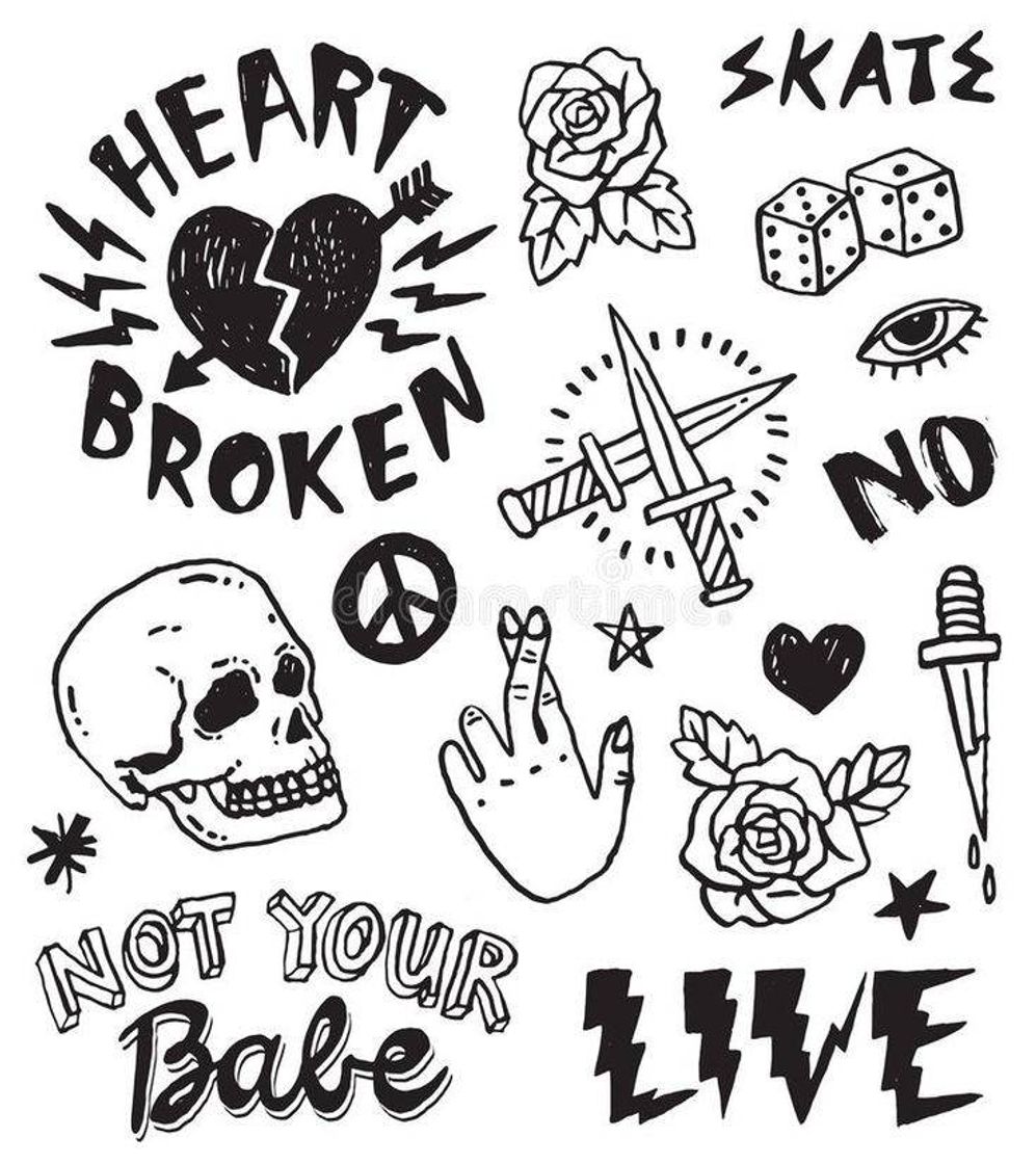 Moda Tatoo punk adesivo ideias pins alternativos góticos ideias 