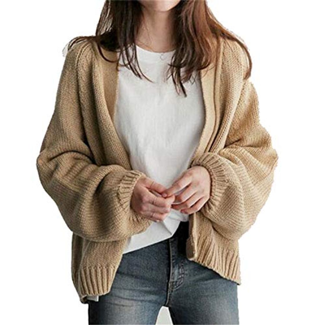 Moda Guy Eugendssg Casual Knitted Jacket Women For Autumn Winter Black Khaki Sweater Long Sleeve Cardigan Khaki XL