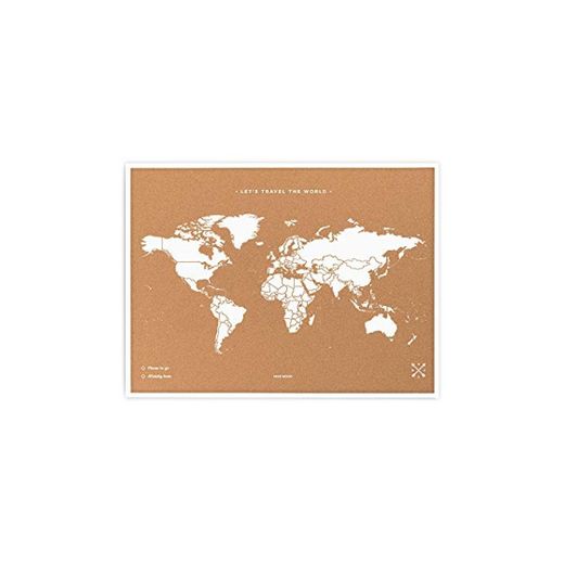 Miss Wood Map L Mapa del Mundo de Corcho con Marco