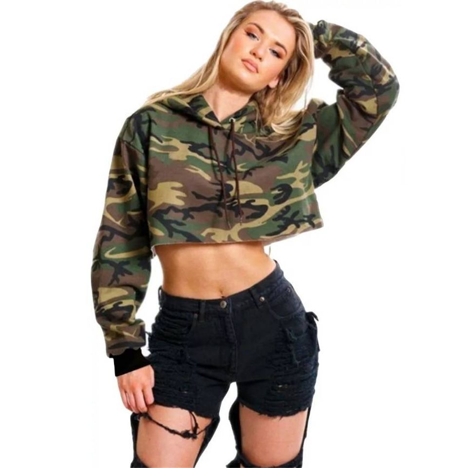 Fashion Casaco cropped camuflado