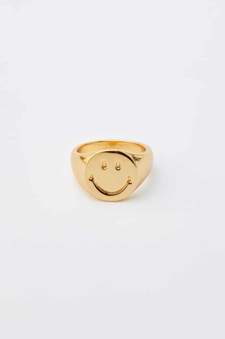 Fashion Anillo Sello Smiley Baño Oro Pull And Bear