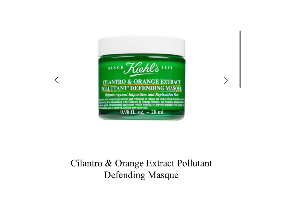 Producto Kiehl’s mask cilantro and orange antipollution