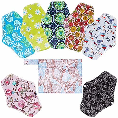 Producto Rovtop 7PCS 25.4cm Reutilizables de Carbón de Bambú - Almohadilla Menstrual Reutilizable