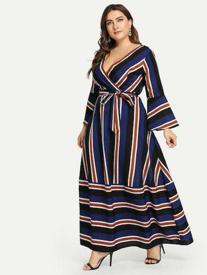 Moda Vestido plus size multicolorido