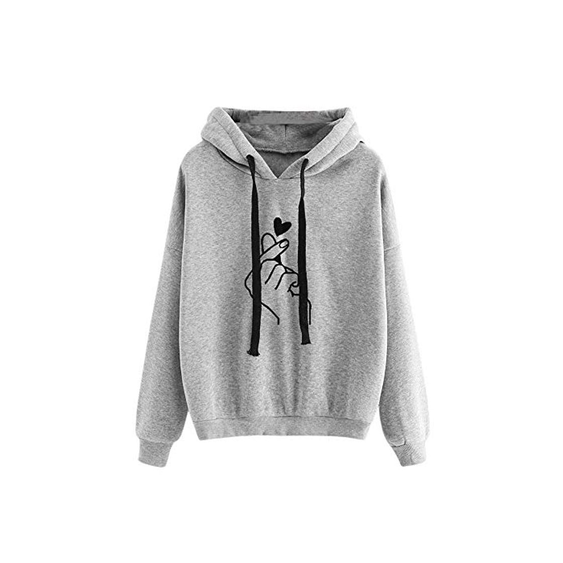 Moda K-youth Sudadera con Capucha de Manga Larga con Estampado de Corazones para