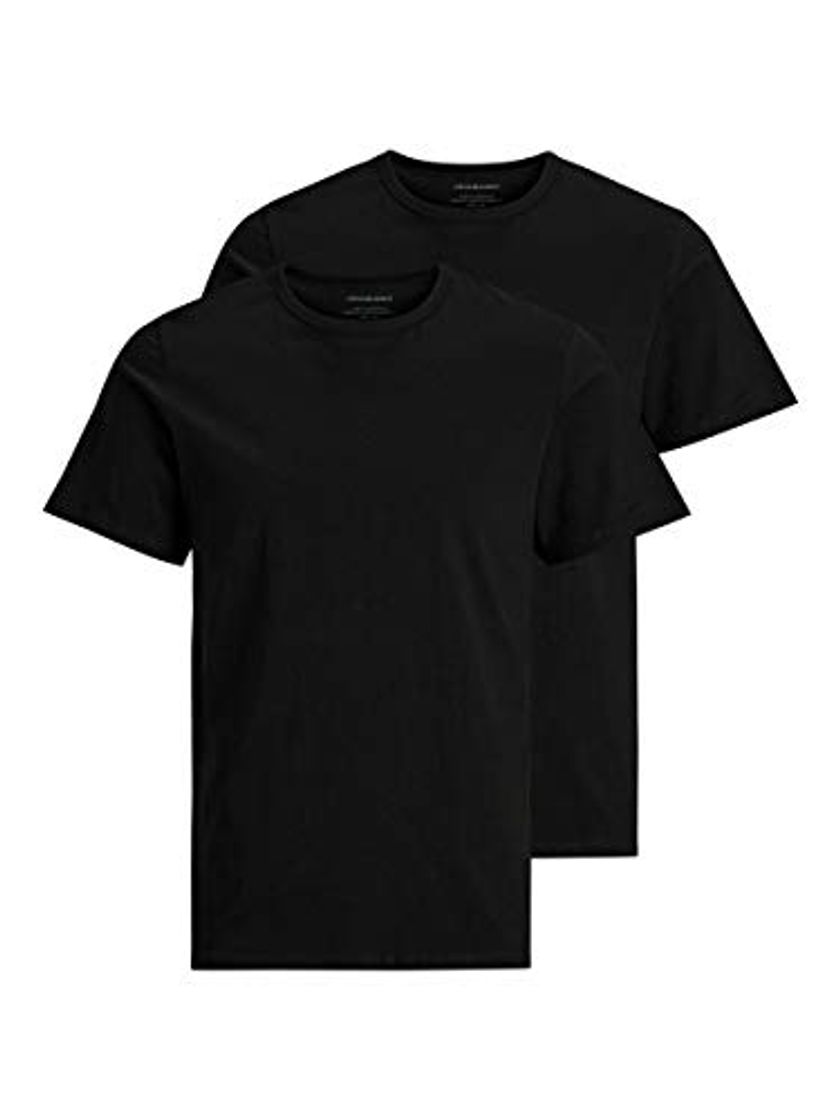 Fashion Jack & Jones Jacbasic Crew Neck tee SS 2 Pack Camiseta, Negro