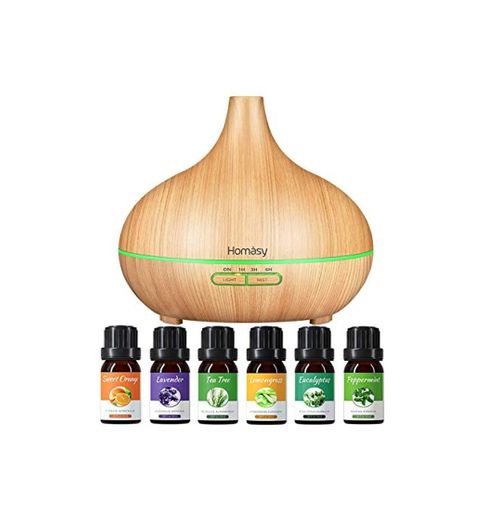 Homasy 500ml Difusor de Aromas con 6 Botellas de Humidificadore Aceite Esencial