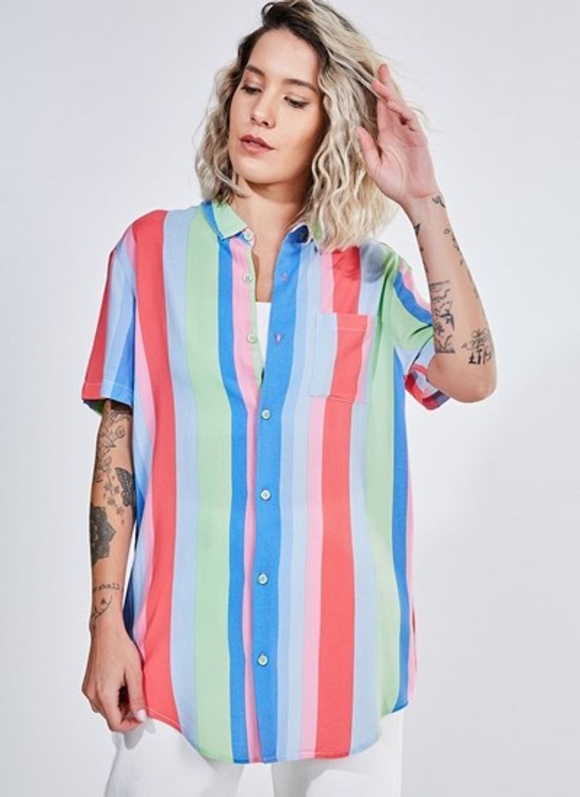 Social Camisa de botão listrada